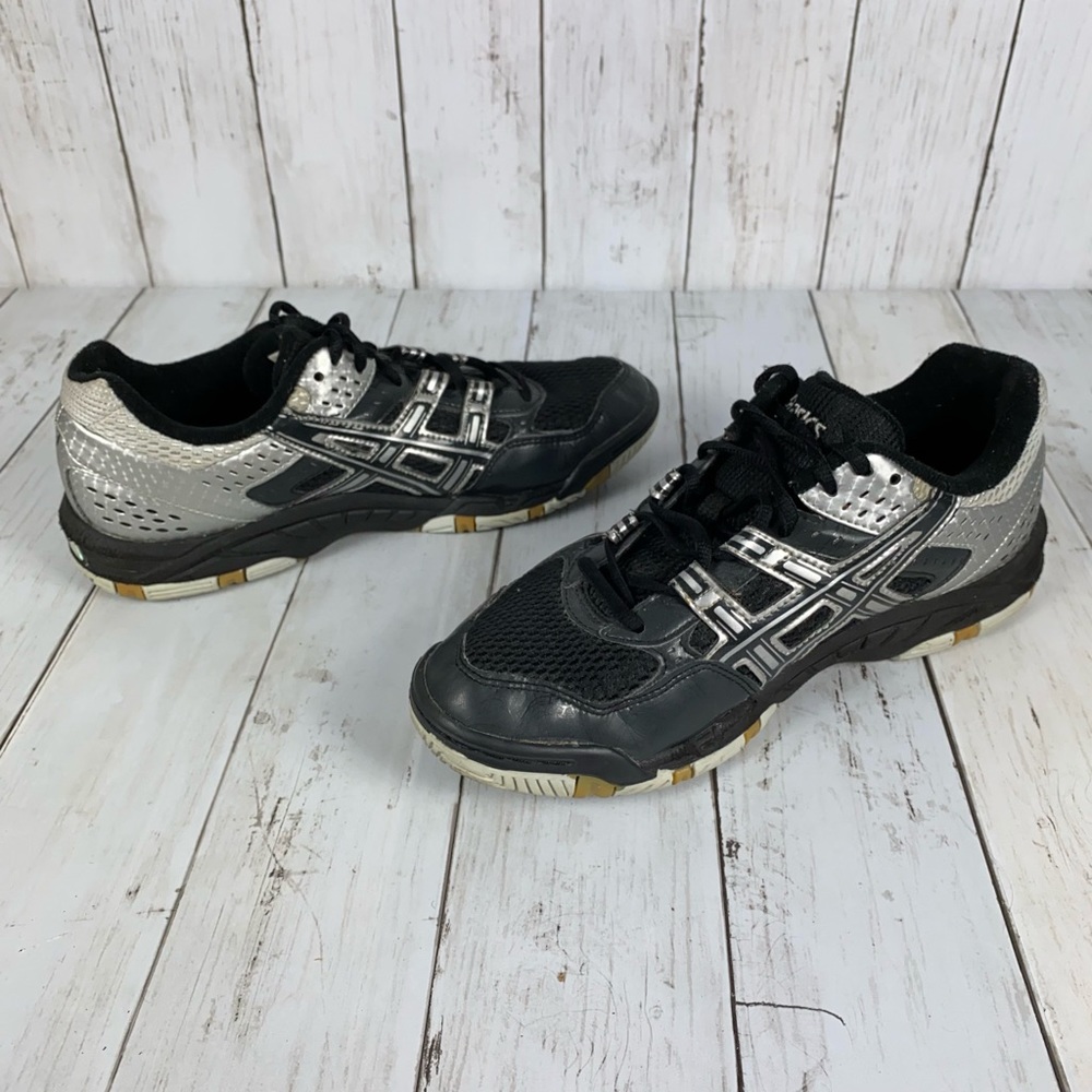 Asics Gel-Rocket Shoes Women’s Size 9.5 Athletic Running B053N Black Silver - Picture 2 of 12